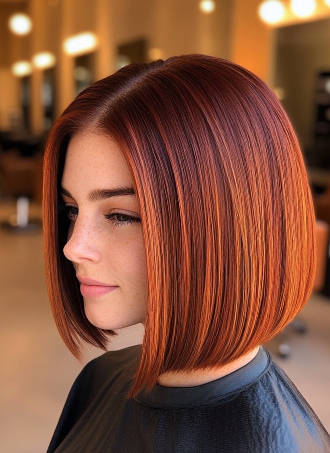 Sleek Auburn Bob