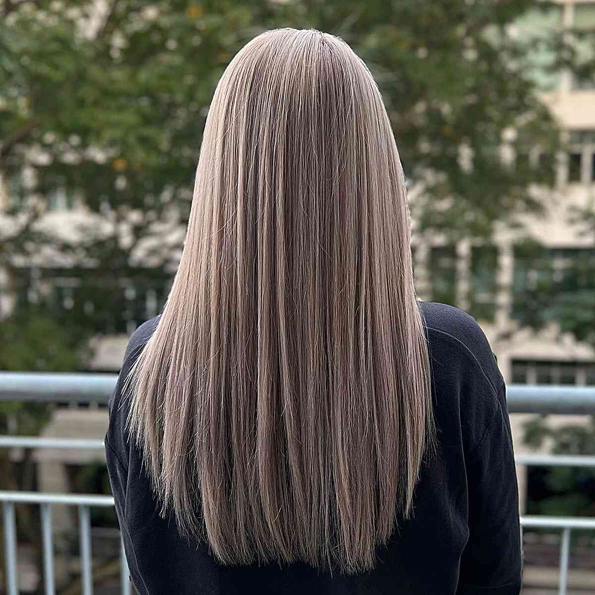 Ash Beige Milk Tea with Long Straight Hair