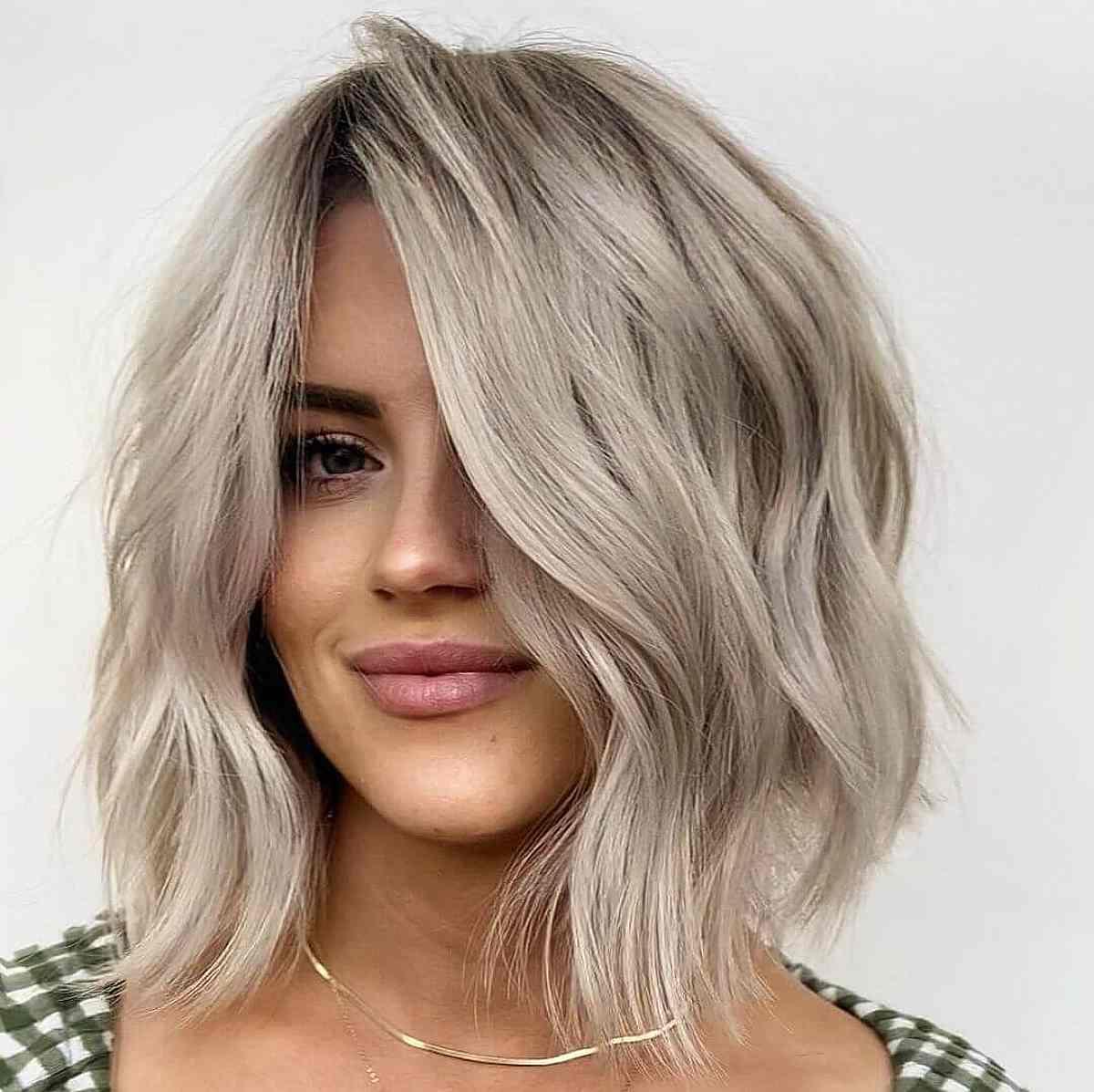 Ash Blonde Bob with Dark Roots