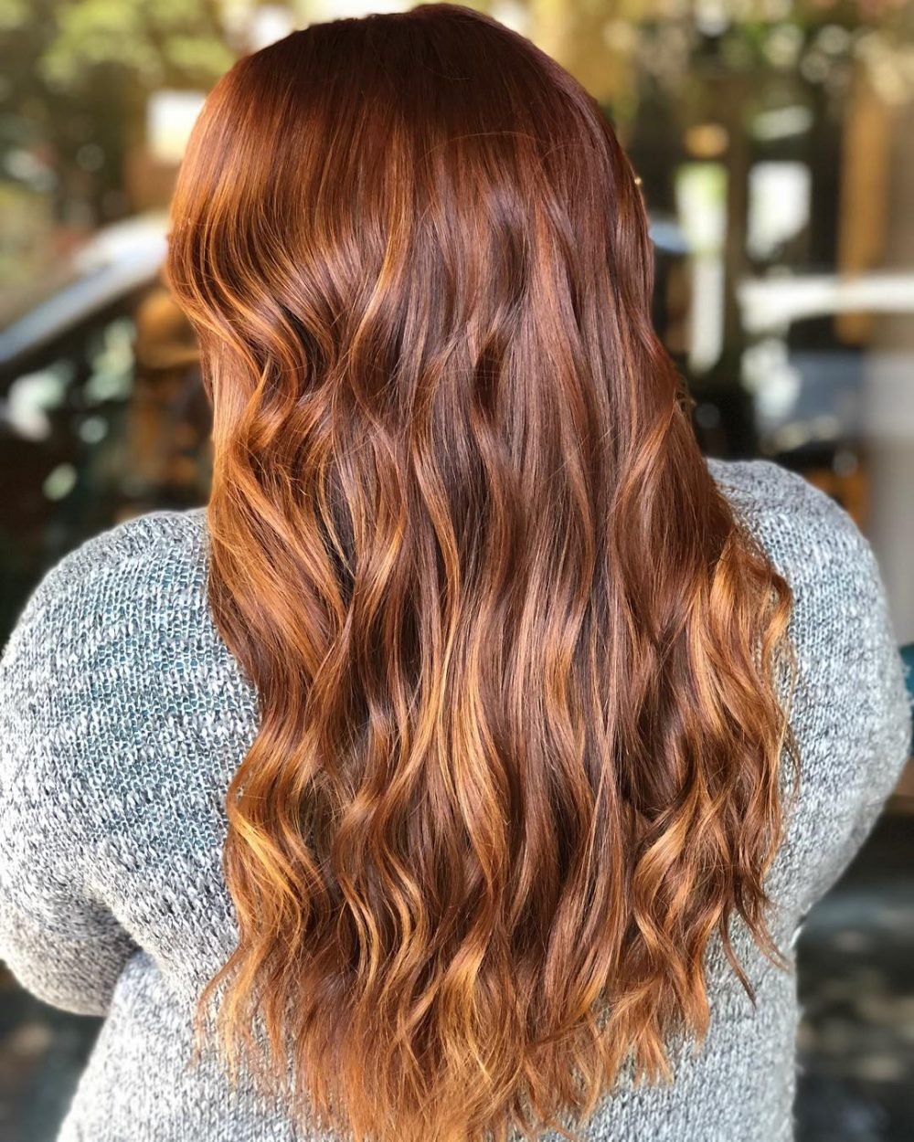 Auburn Brown Hair with Red and Blonde Highlights