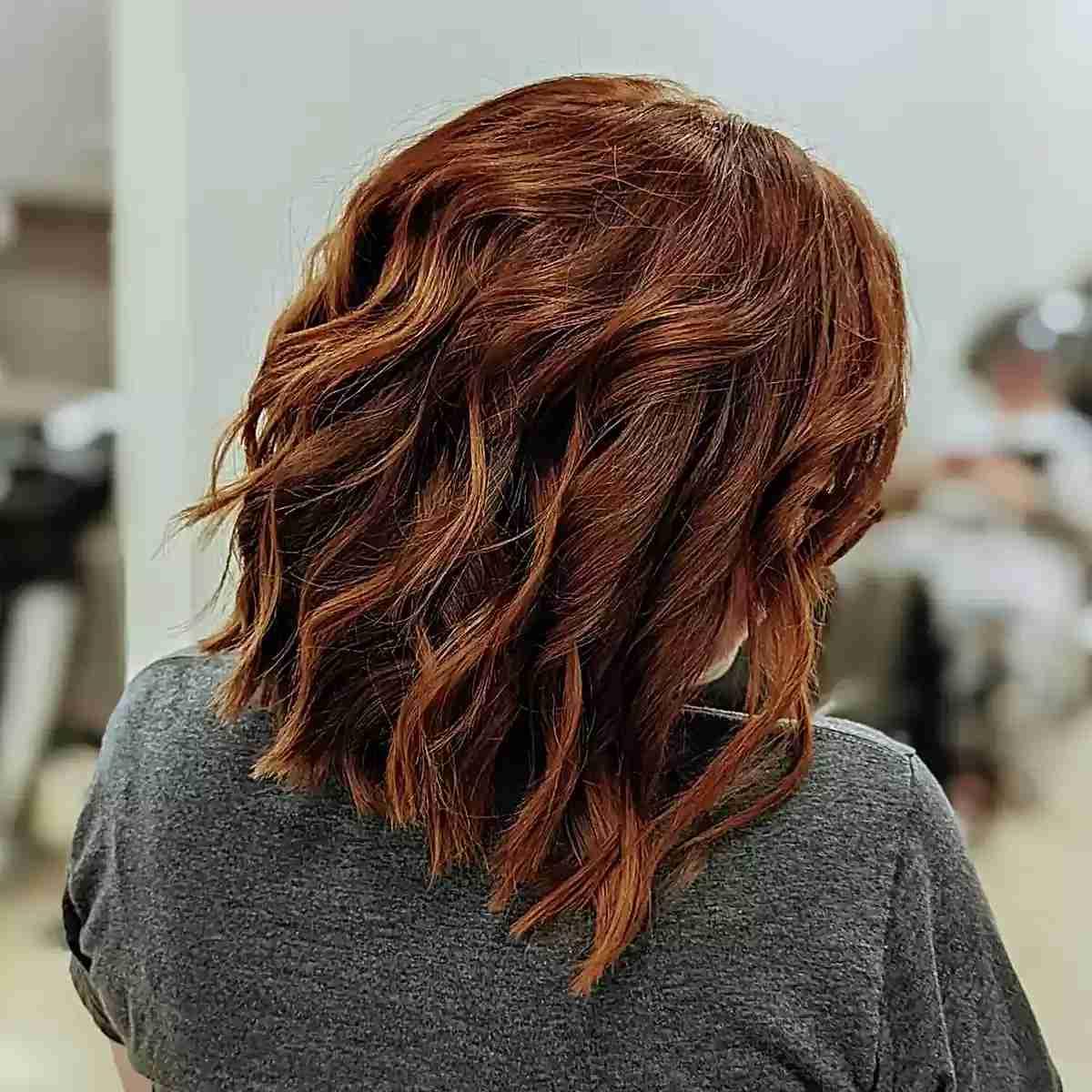 Auburn Red-Brown Choppy Long Bob