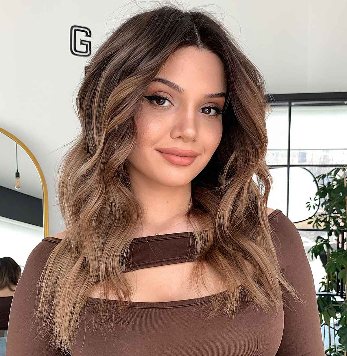 Beautiful dark bronde hair color