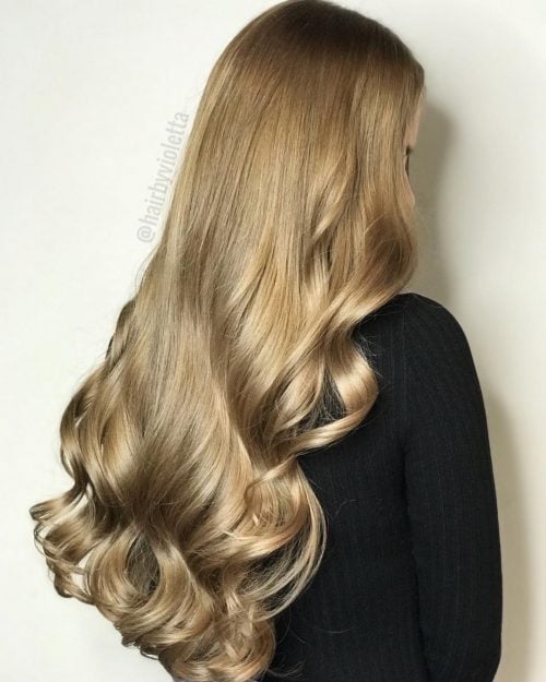 Beautiful Light Golden Brown on Long Hair