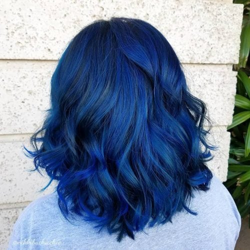 Black and Bright Cobalt Blue Balayage