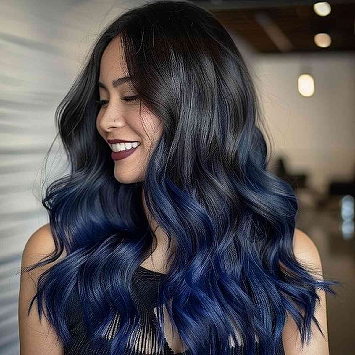 Black and Dark Blue Ombre