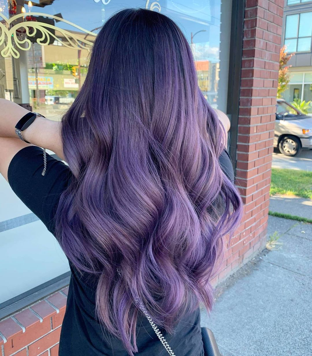 Black and Lavender Balayage Hair Color