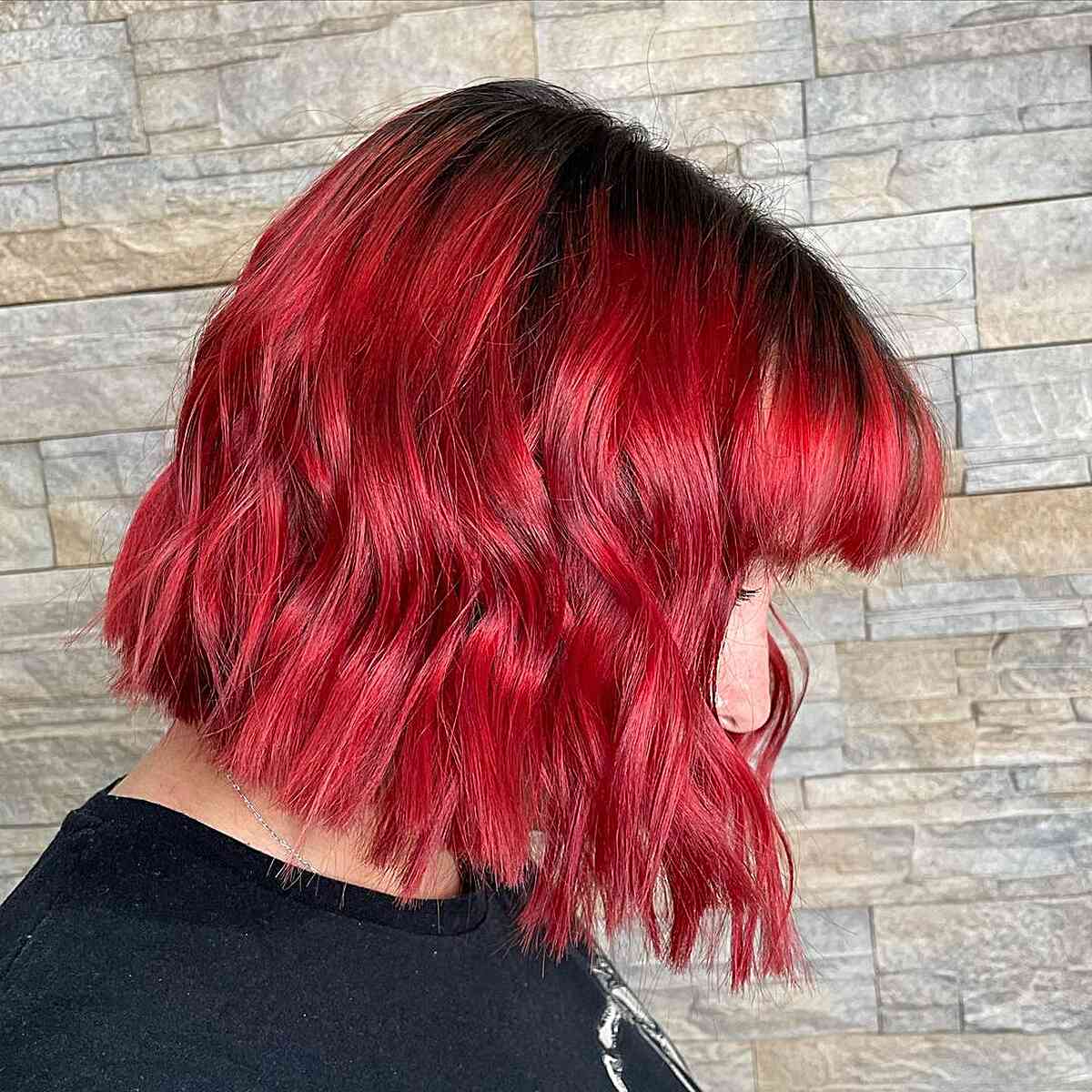 Black to Cherry Ombre with Fringe