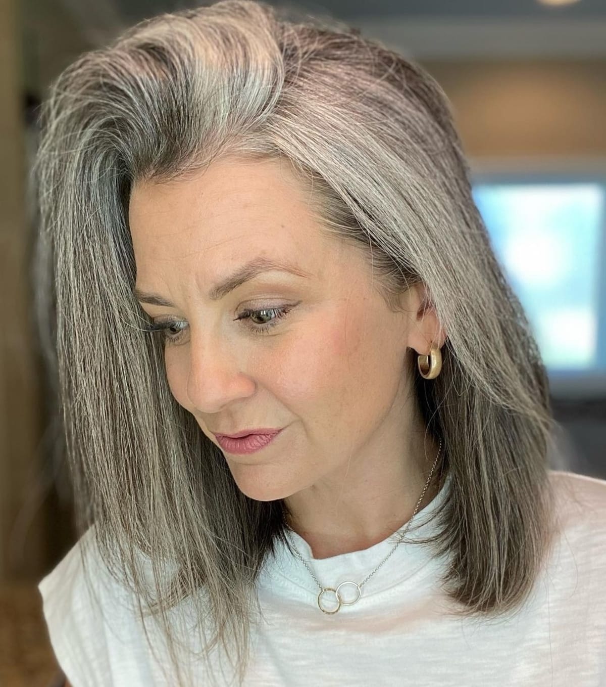 Blended Salt and Pepper Hair Color