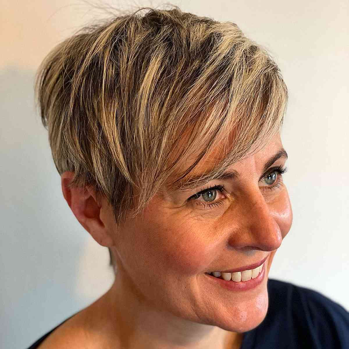 Blonde Highlights on a Razor Cut Pixie