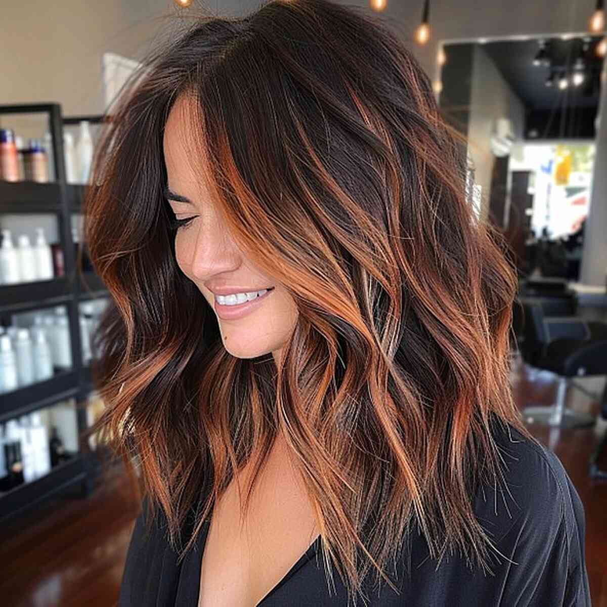 Brown hair with auburn highlights