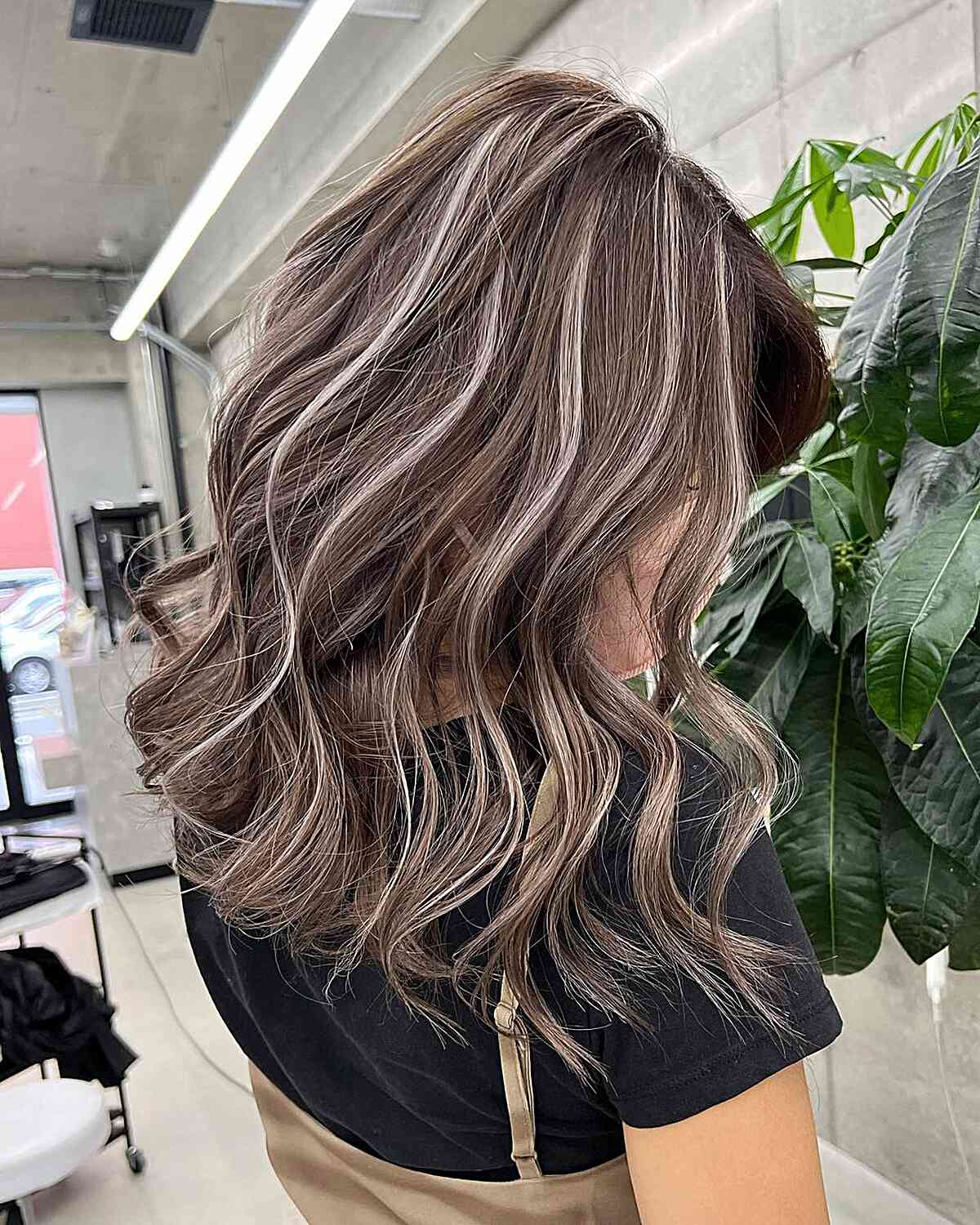 Brown Hair with White Ash Blonde Highlights