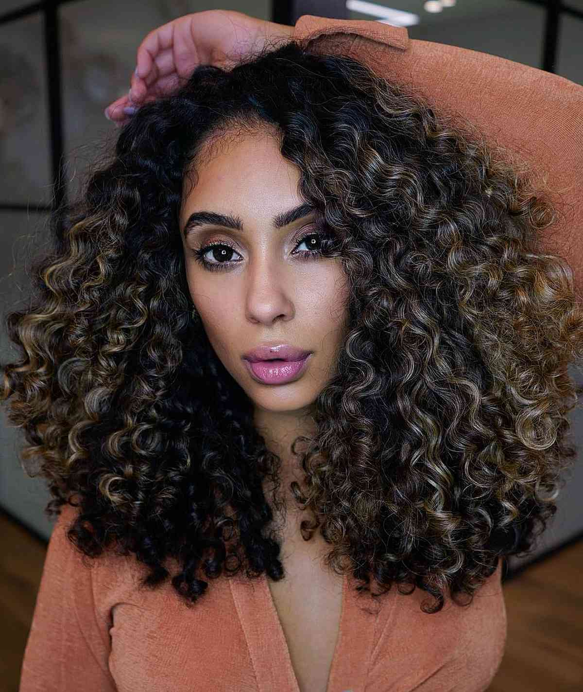 Brown Highlighted Natural Curls for Black Hair