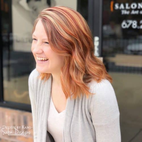 Brownish Red Hair with Blonde Highlights