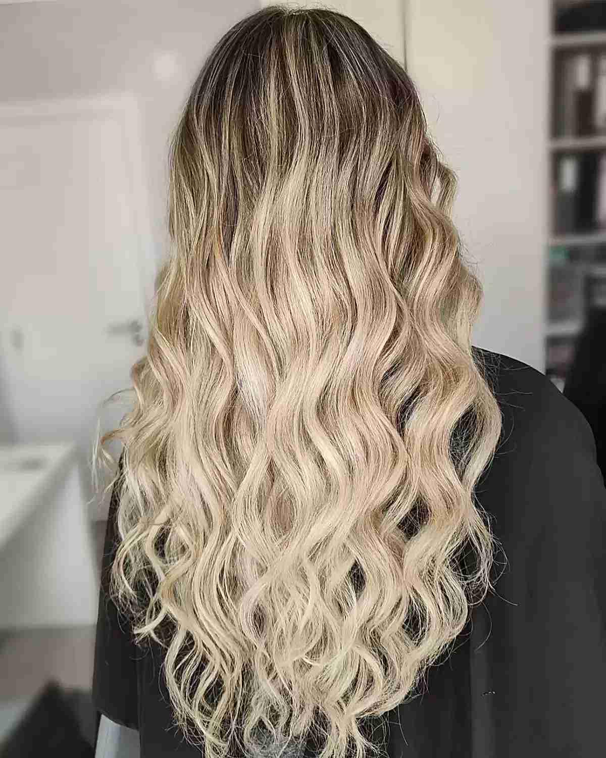 Brunette to Light Blonde Ombre for Long Hair