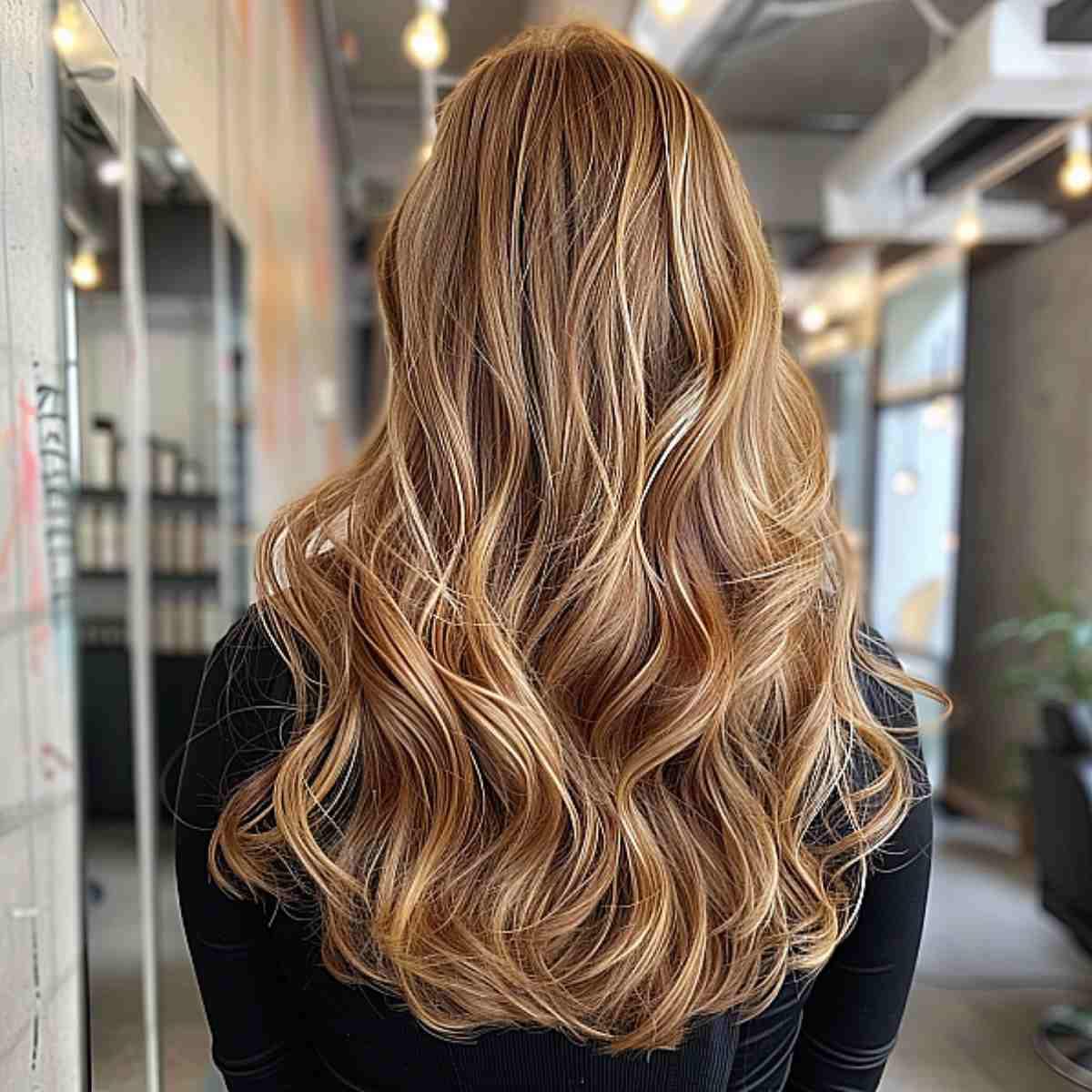 Caramel and Blonde Highlights on Light Brown Hair