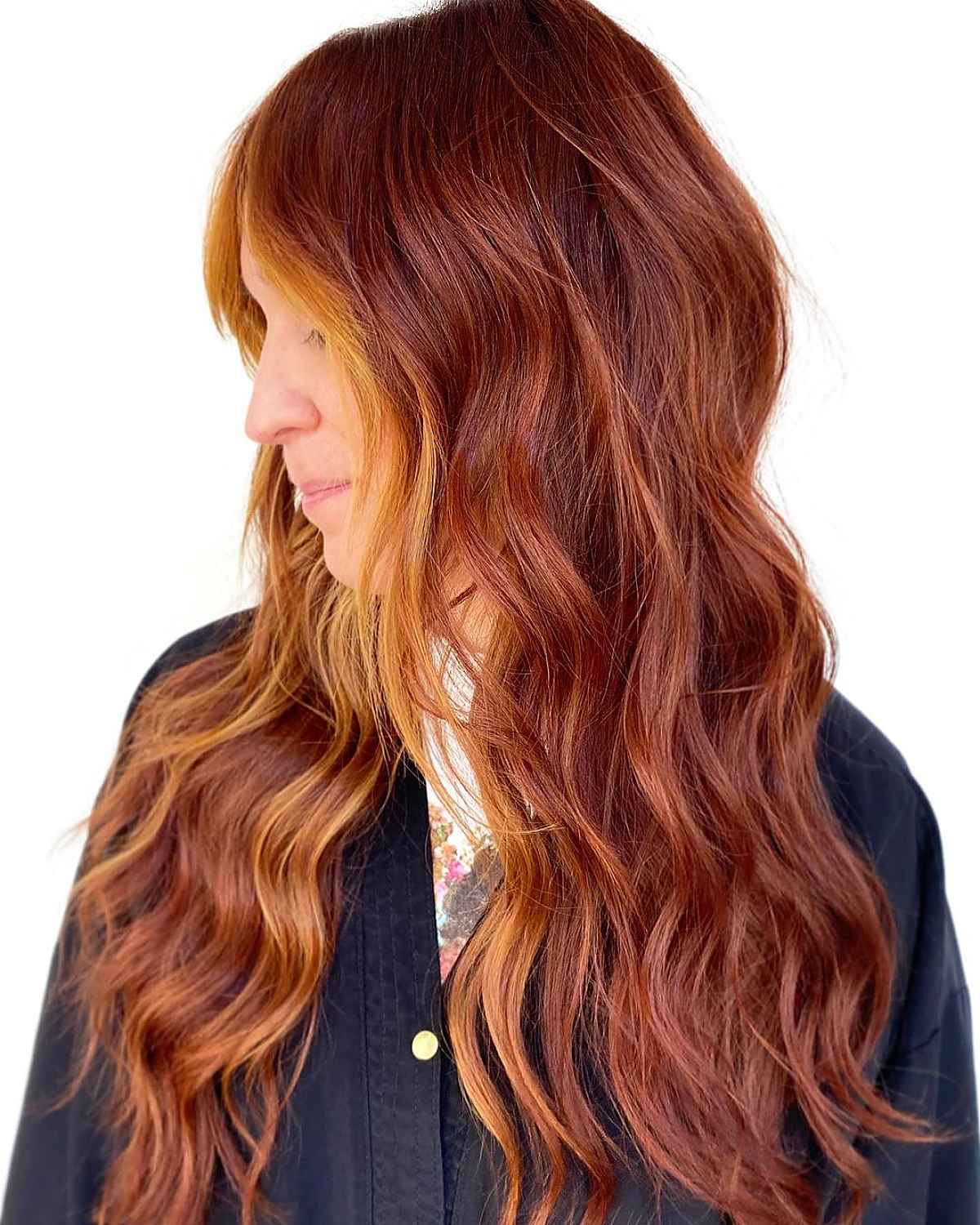 Charming medium auburn hair color