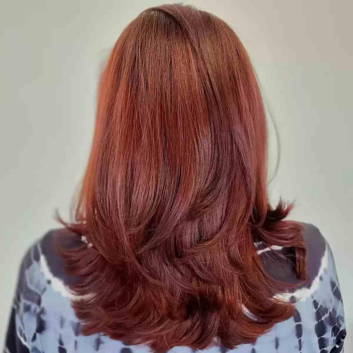 Cherry Auburn Color and Medium-Length Layers