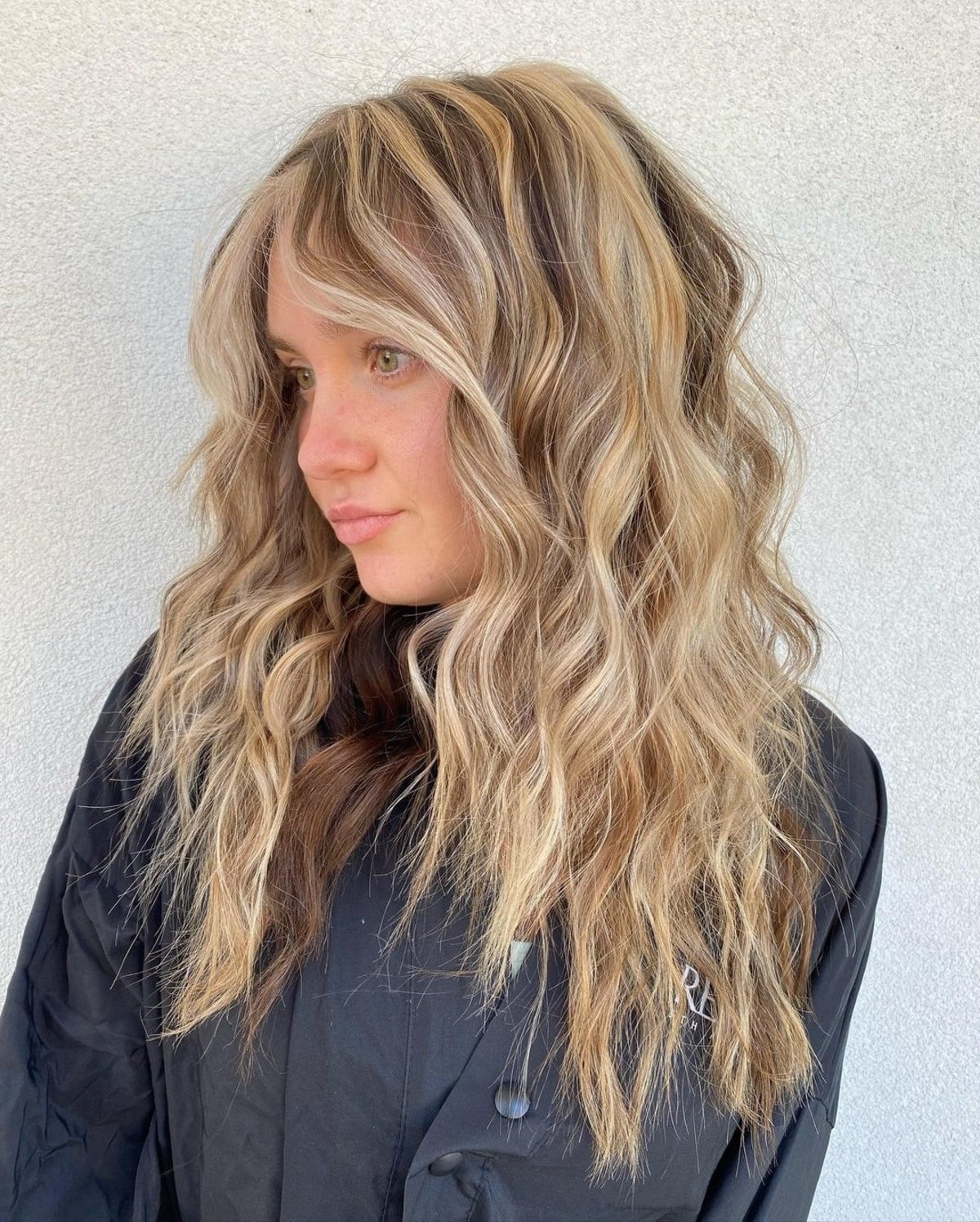 Chunky blonde highlights on brown hair