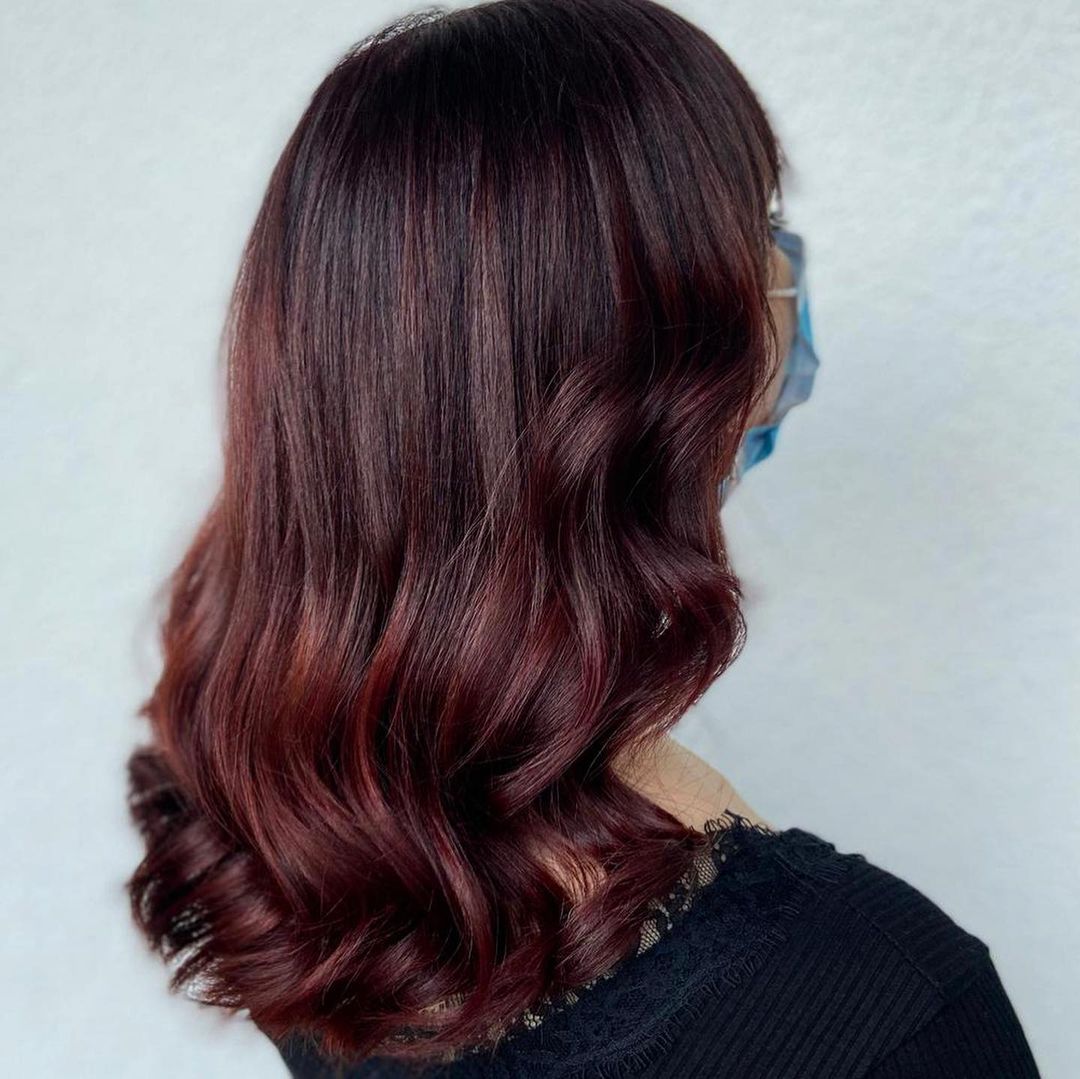 Dark Auburn and Mahogany Balayage