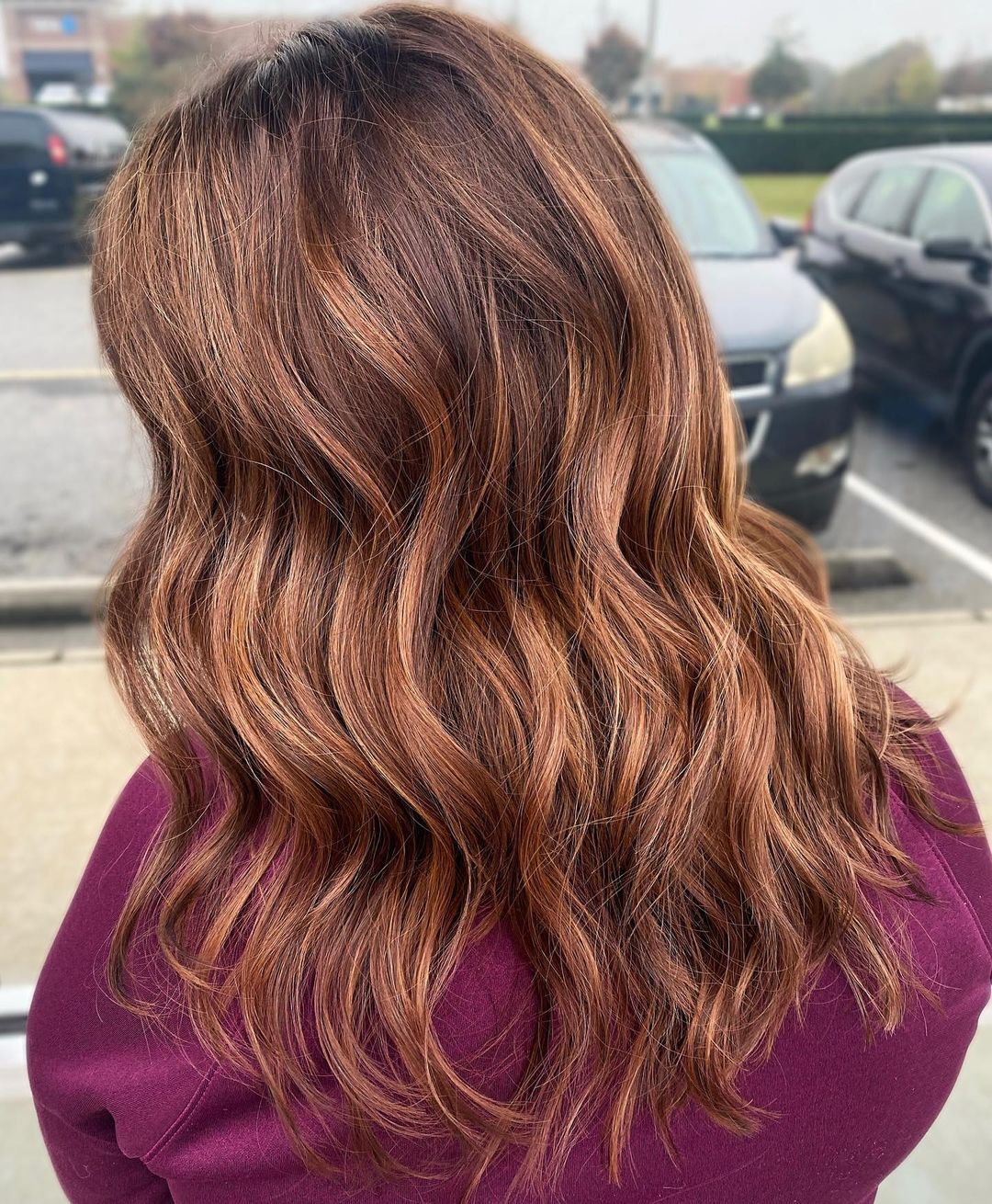 Dark Auburn with Caramel Highlights