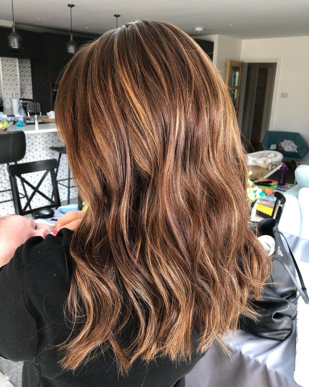 Dark Auburn With Honey Highlights