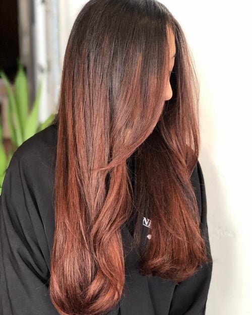 Dark Brown and Red Balayage