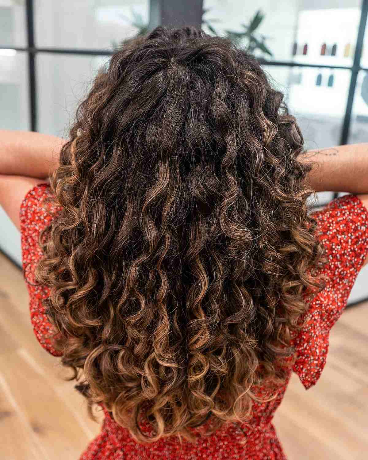 Dark Brown Curly Balayage