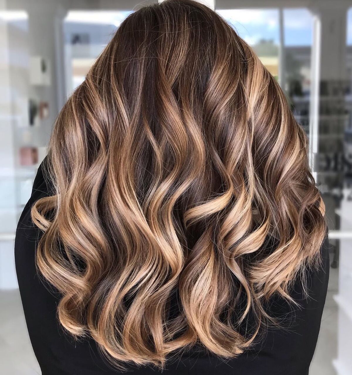 dark brown hair with light blonde highlights