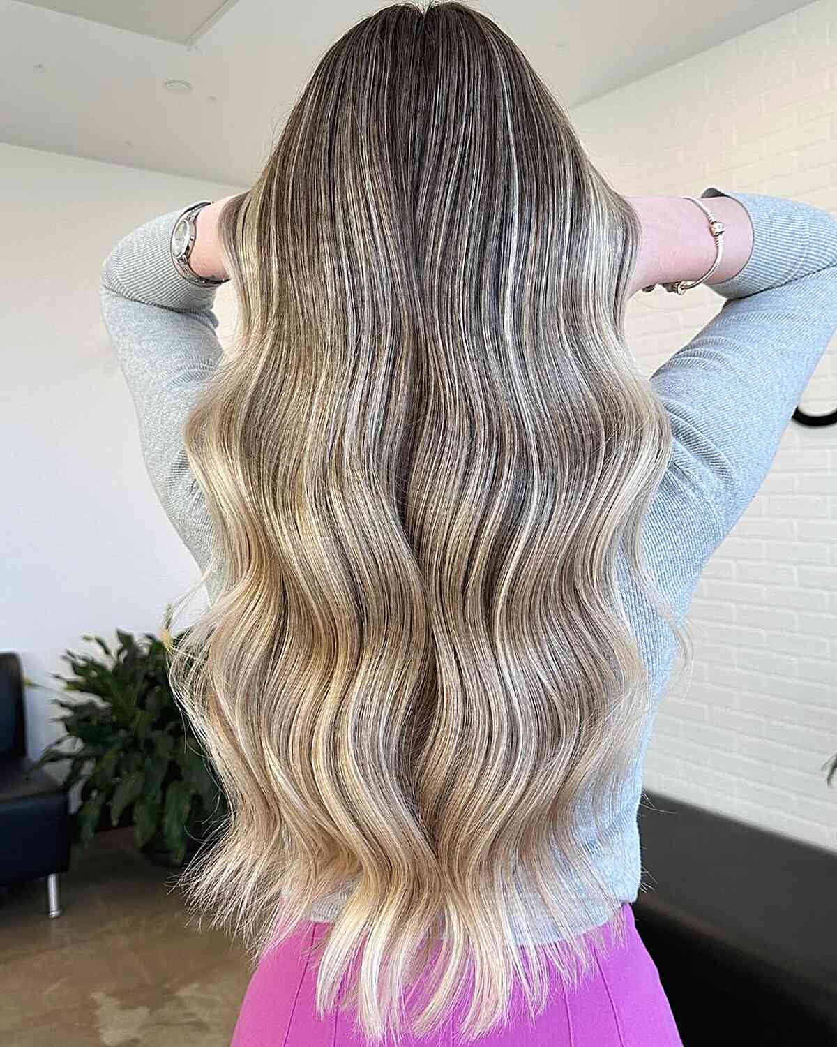 Dark Brown to Blonde Ombre Balayage for Longer Locks