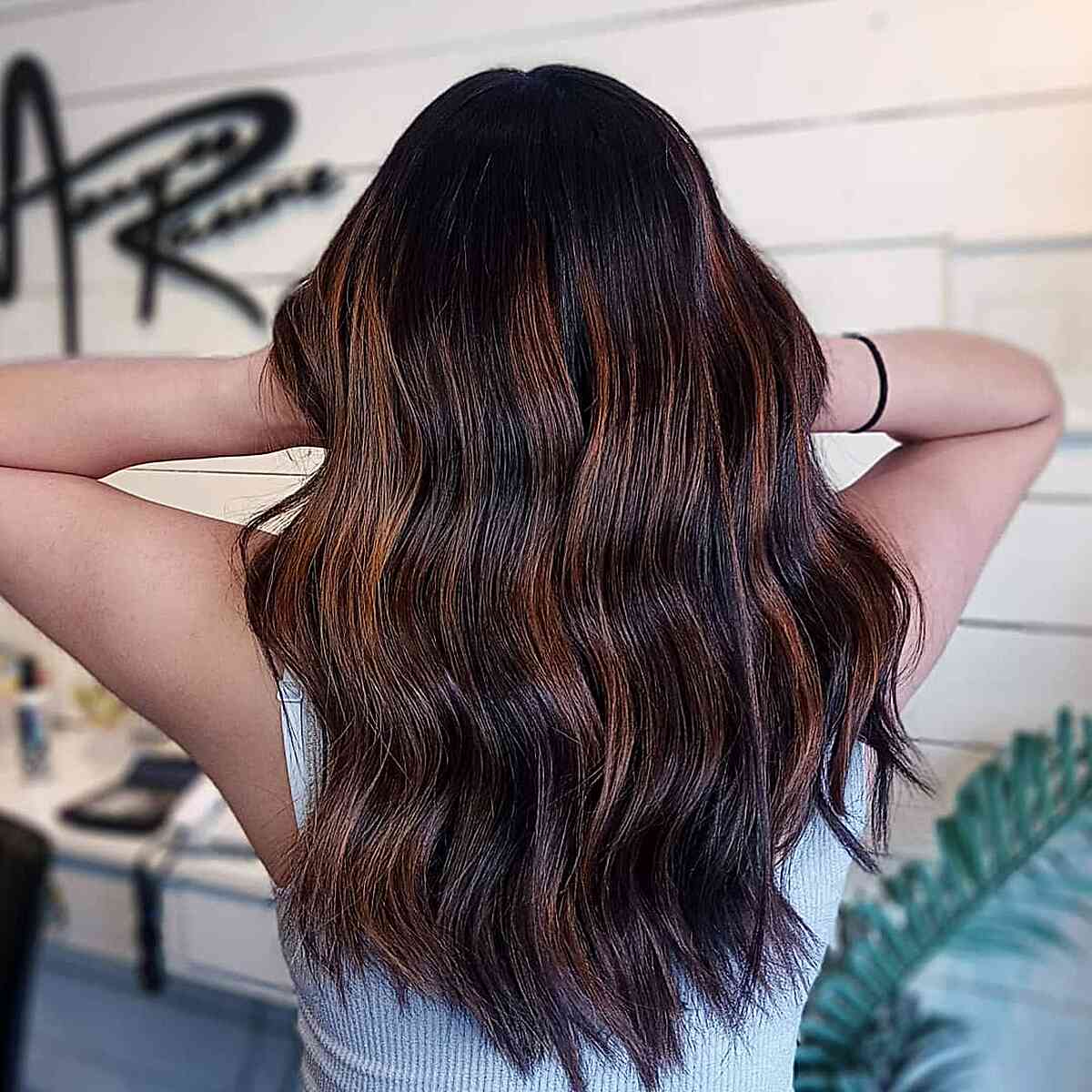 Dark hair with balayage highlights