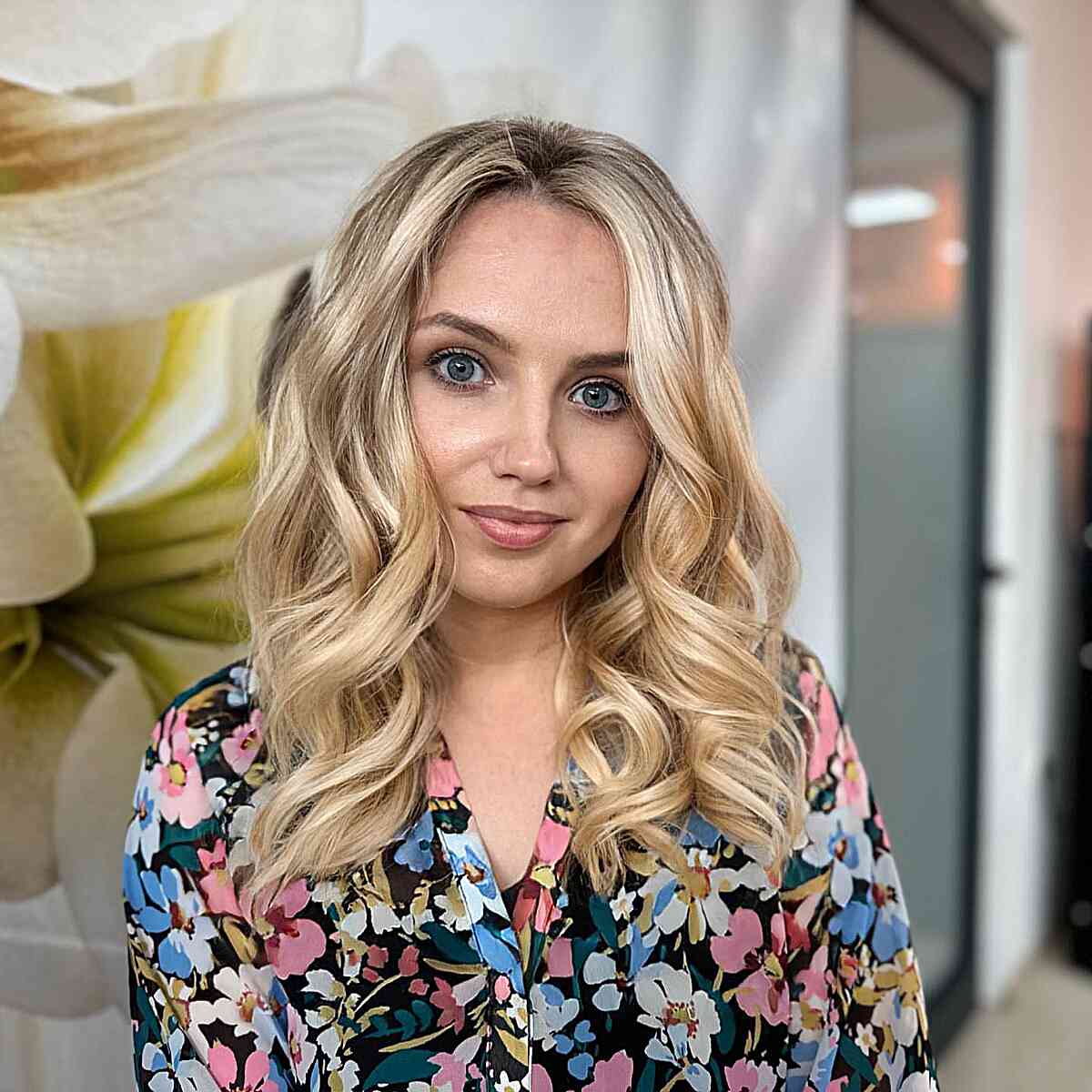 Dark Rooty Blonde Curled Hair