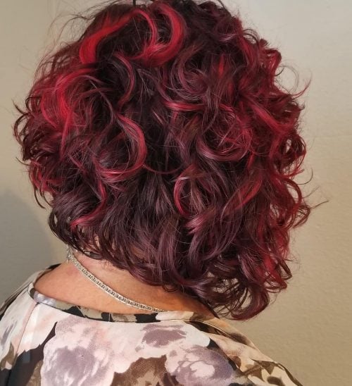 Dark to Light Red Ombre on Short Curly Hair