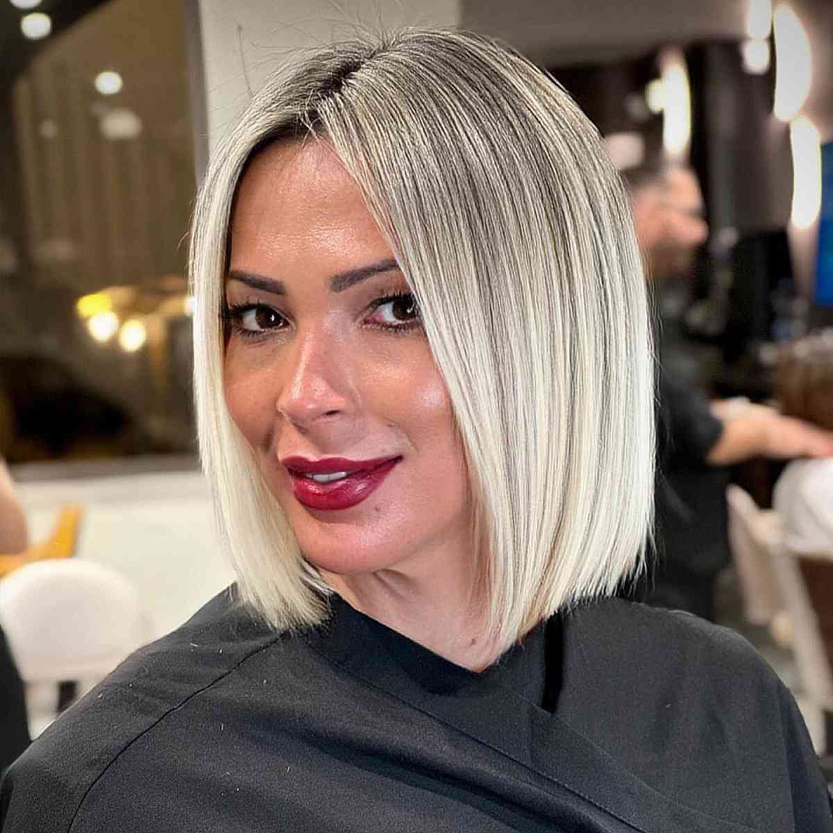 Dark to White Blonde Ombre Neck-Length Bob