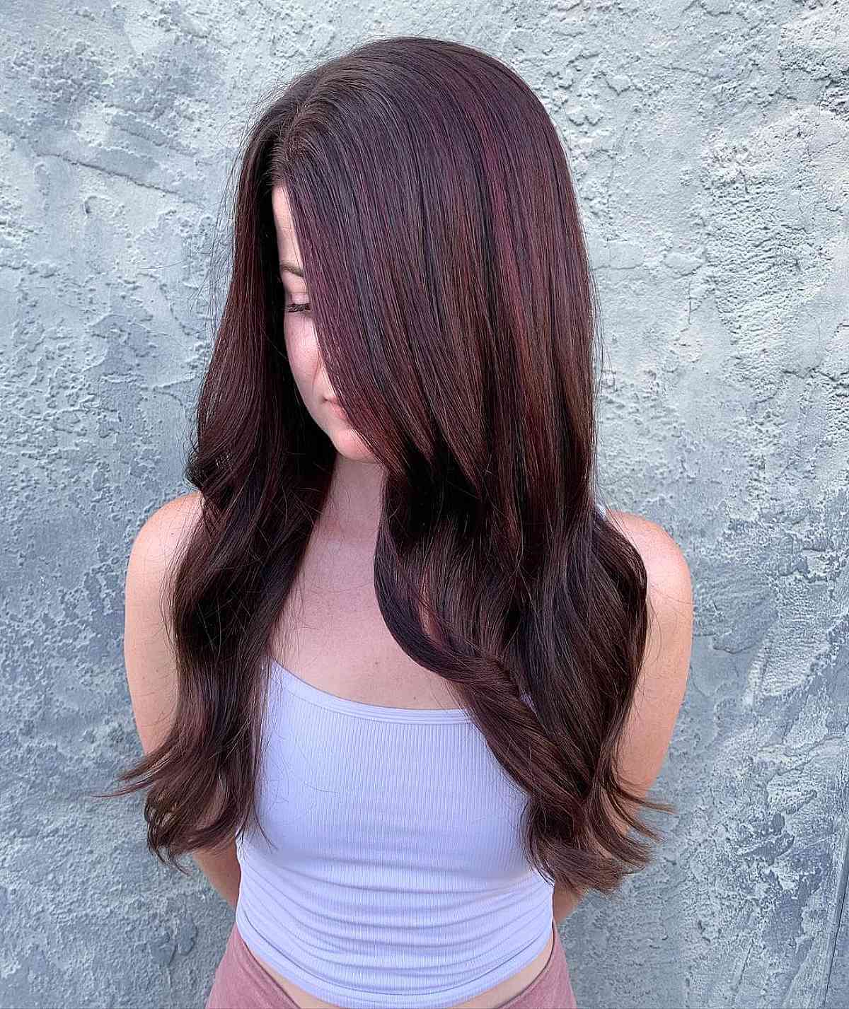 Deep Auburn Long Straight Hair 