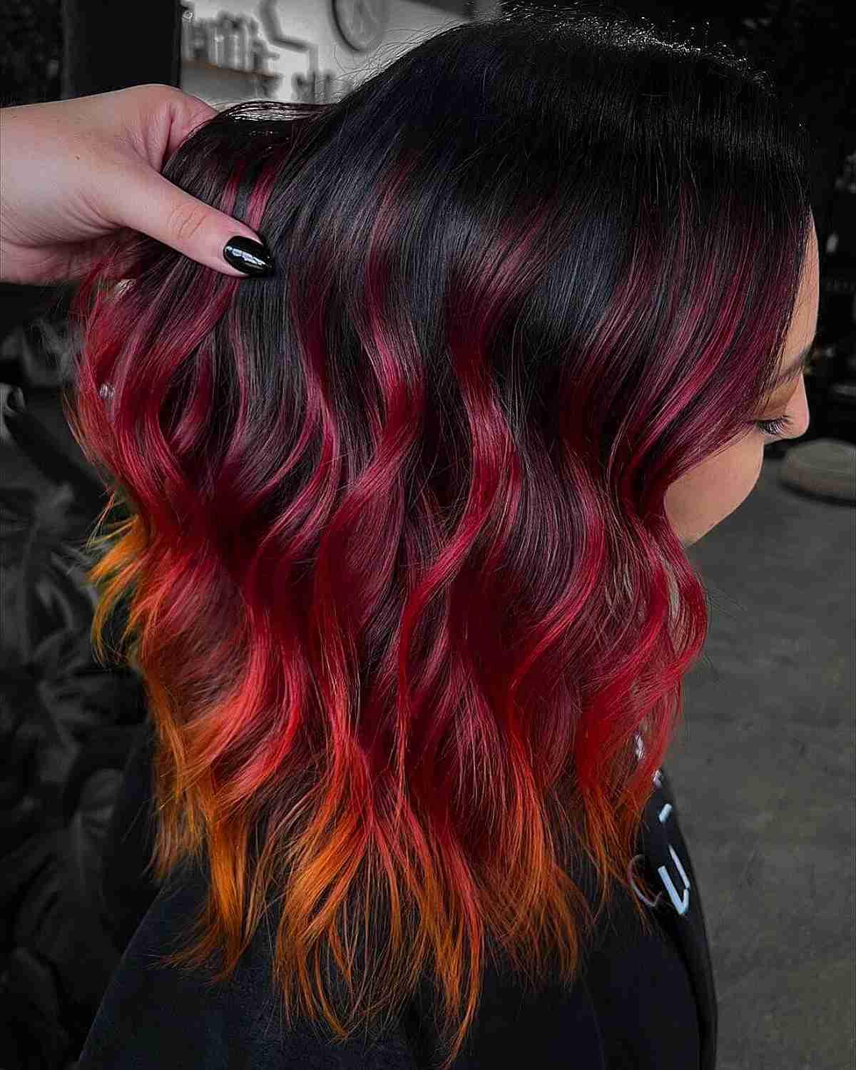 Dimensional Red Sunset Balayage