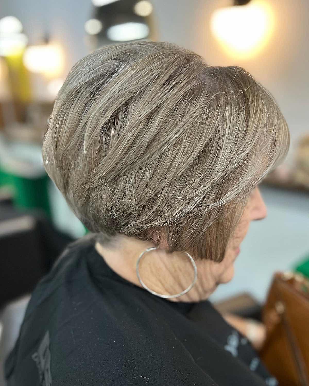 dimensional silver bob cut