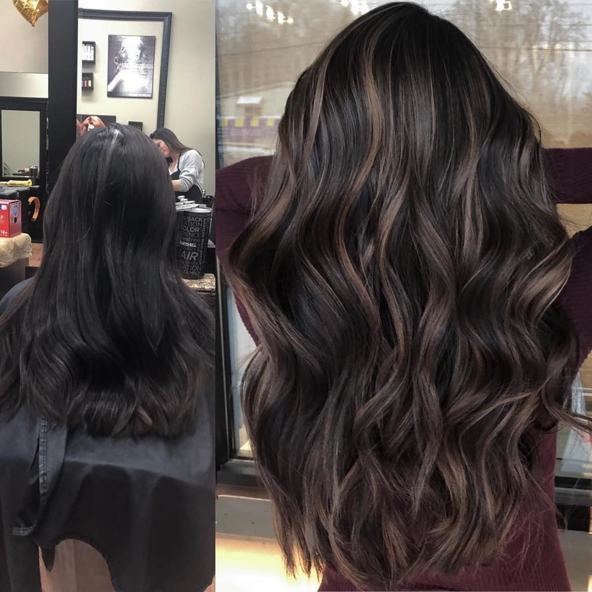 Effortless partial brown highlights on black hair