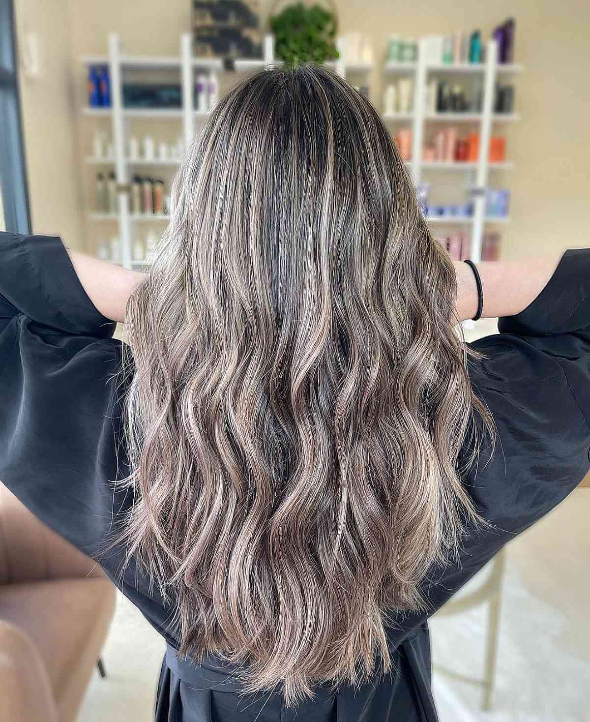 Faded Mushroom Blonde on Brunette Hair