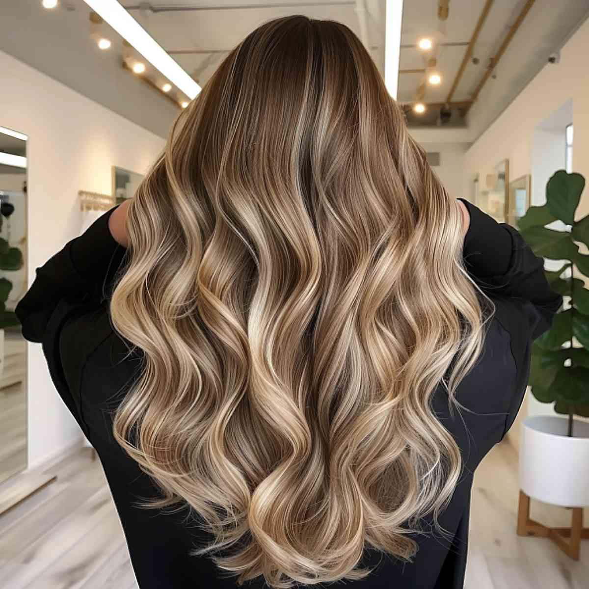 Feminine Dark Bronde with Blonde Highlights