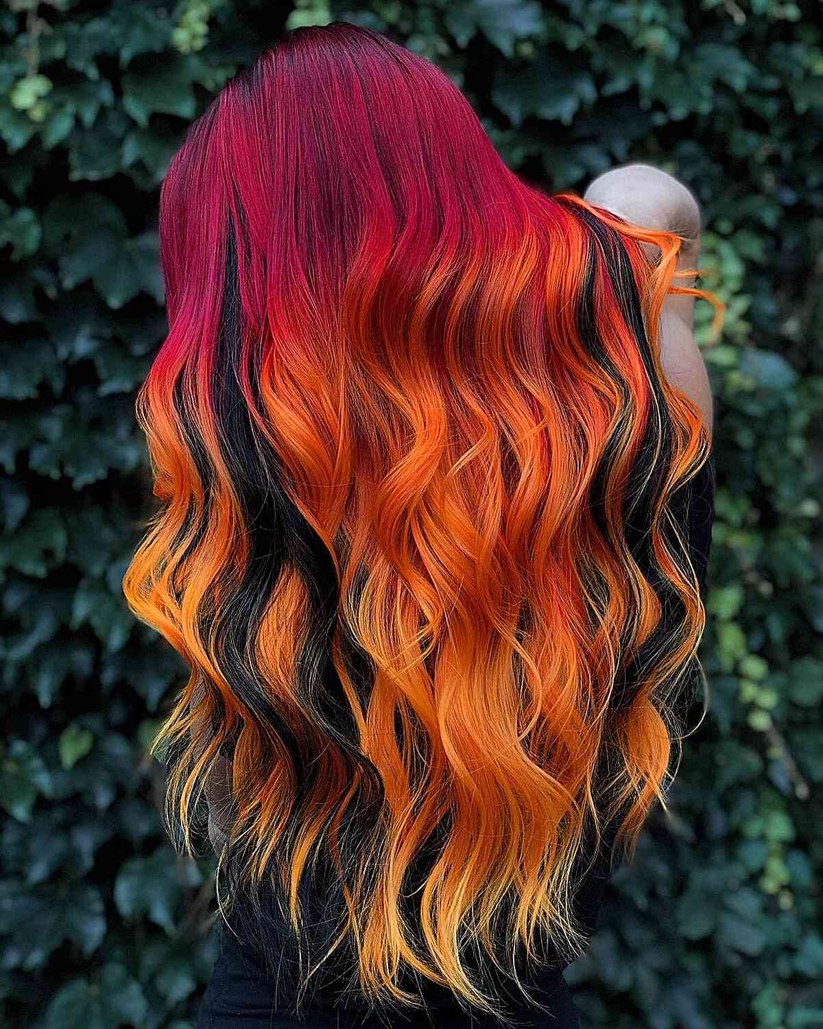 Fiery Long Vivid Ombre Hair