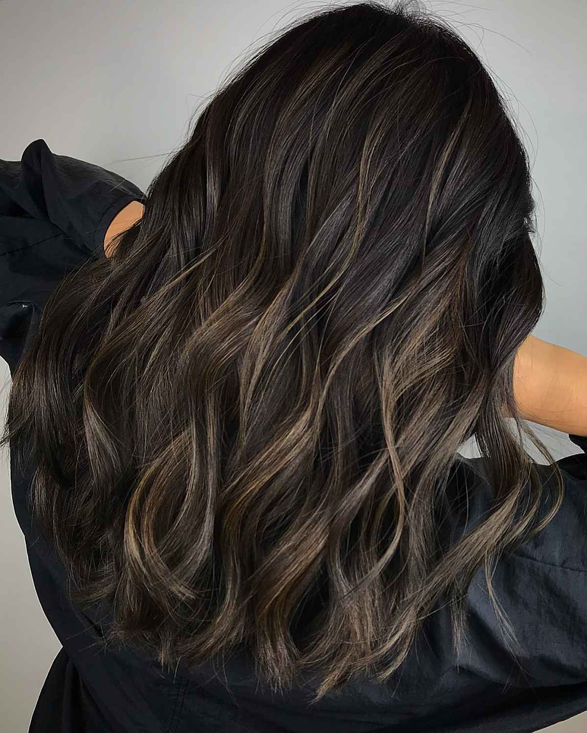 Flattering Dark Hair with Sandy Brown Highlights