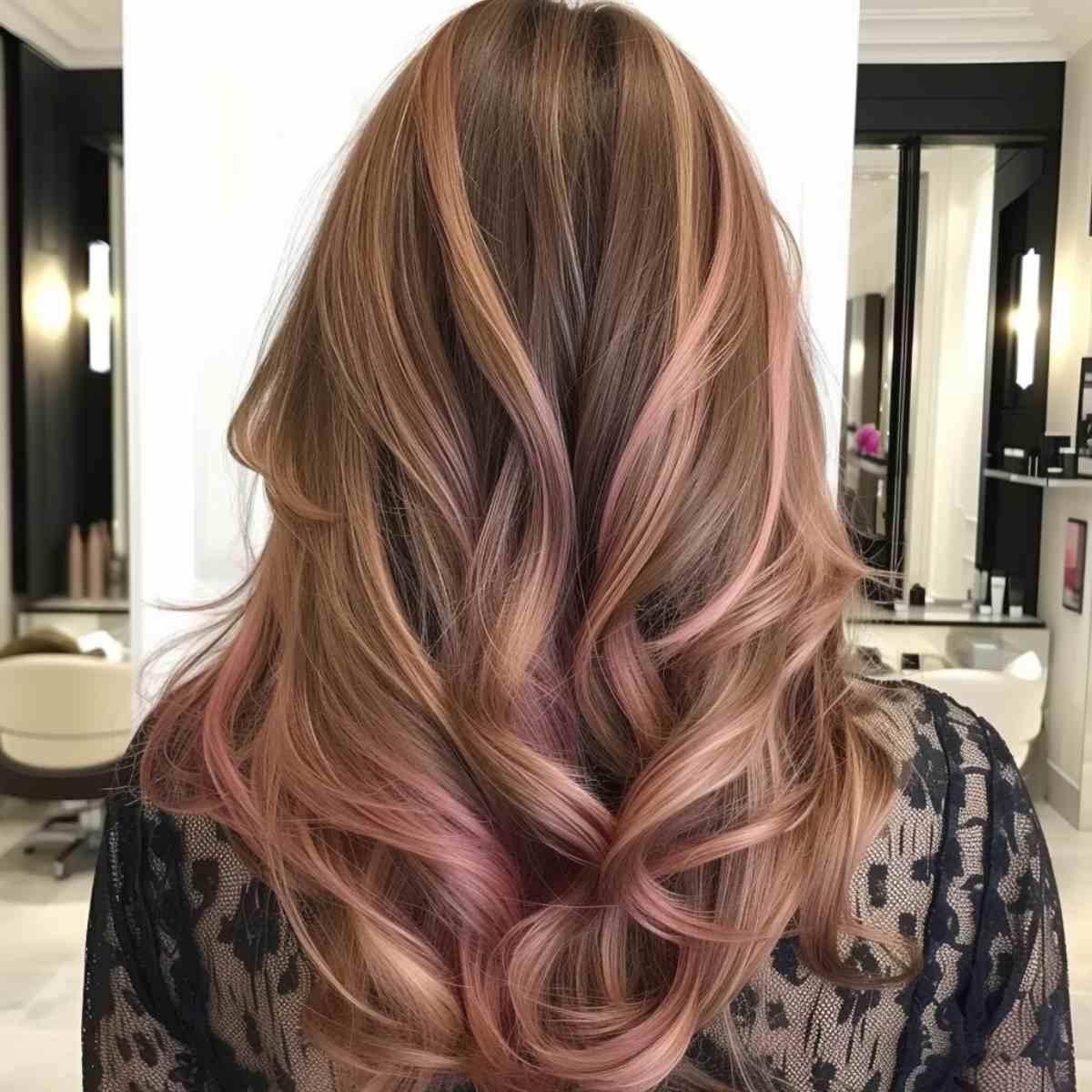 Flirty Dark Blonde with Dark Rose Gold Highlights