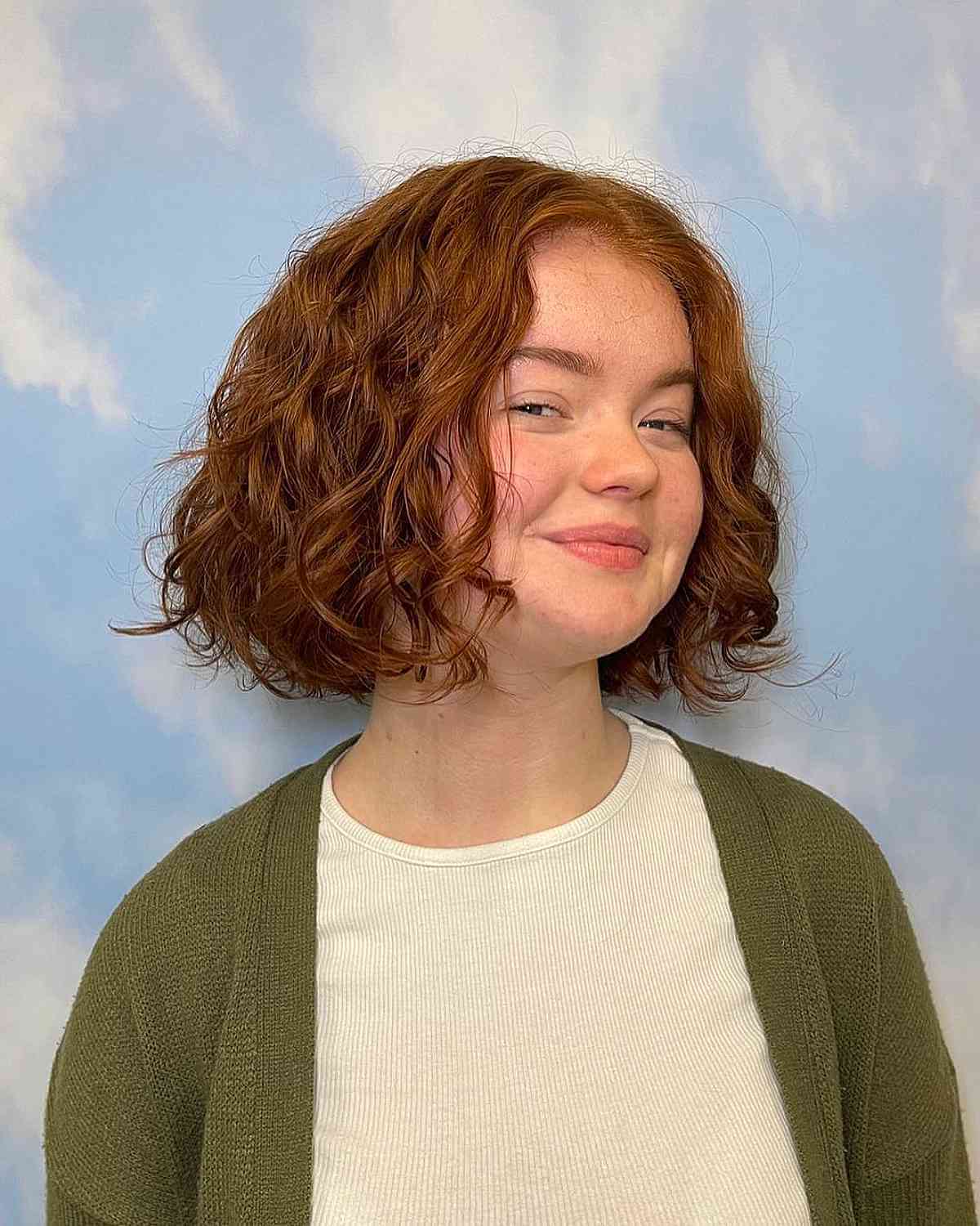 Ginger Light Brown Curly Bob for Short Hair