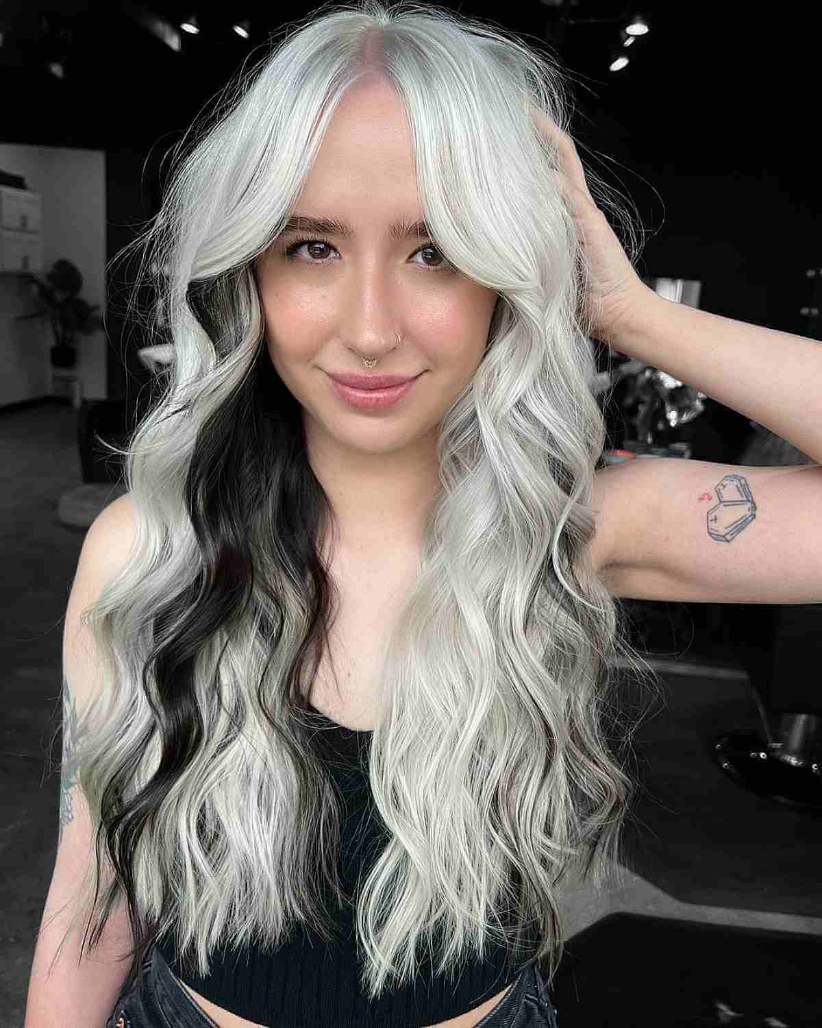 Icy Blonde with Black Peekaboo Highlights