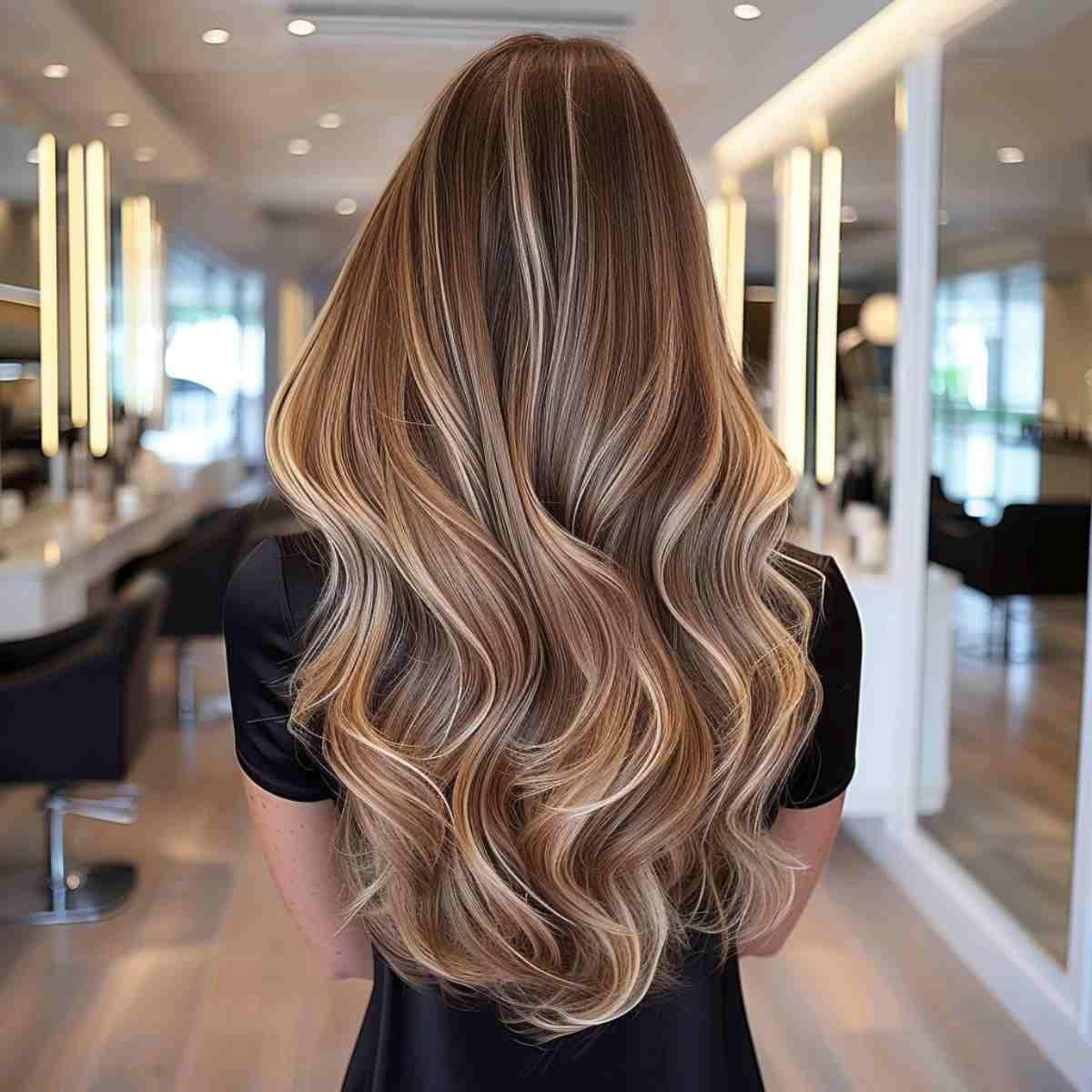 Iridescent Dark Balayage Blonde Hair Color