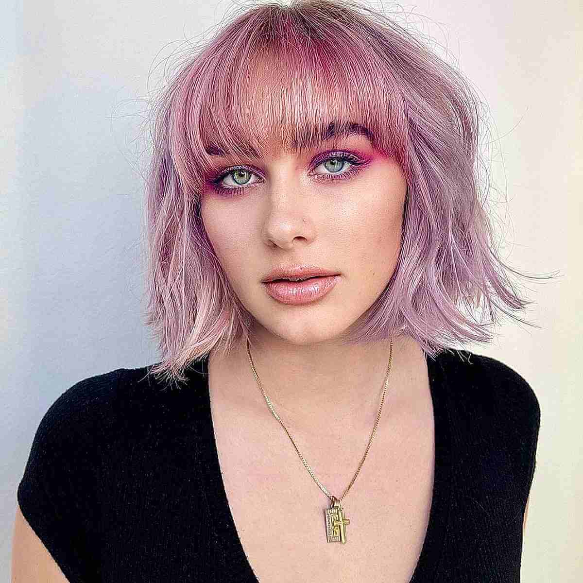 Jaw-Length Edgy Choppy Purple Bob