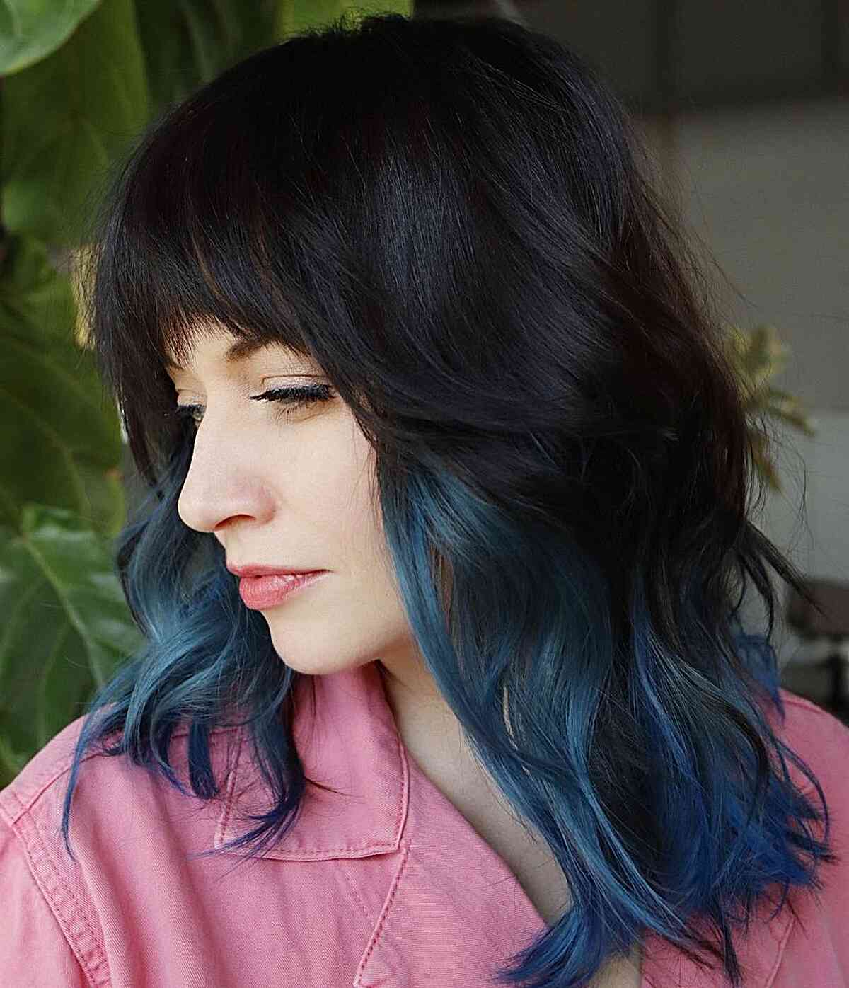 Jet Black with Blue Peekaboo Highlights