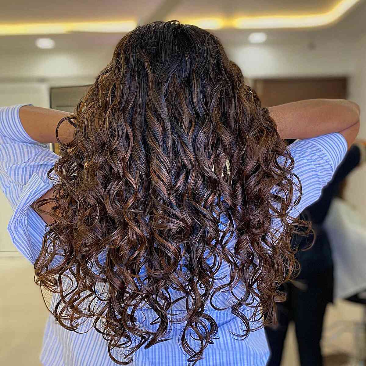 Long Dimensional Chestnut Brown Curls