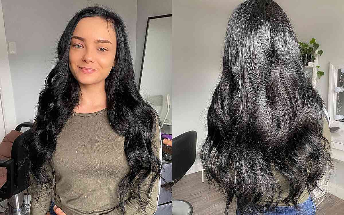 Long Jet Black Wavy Hair