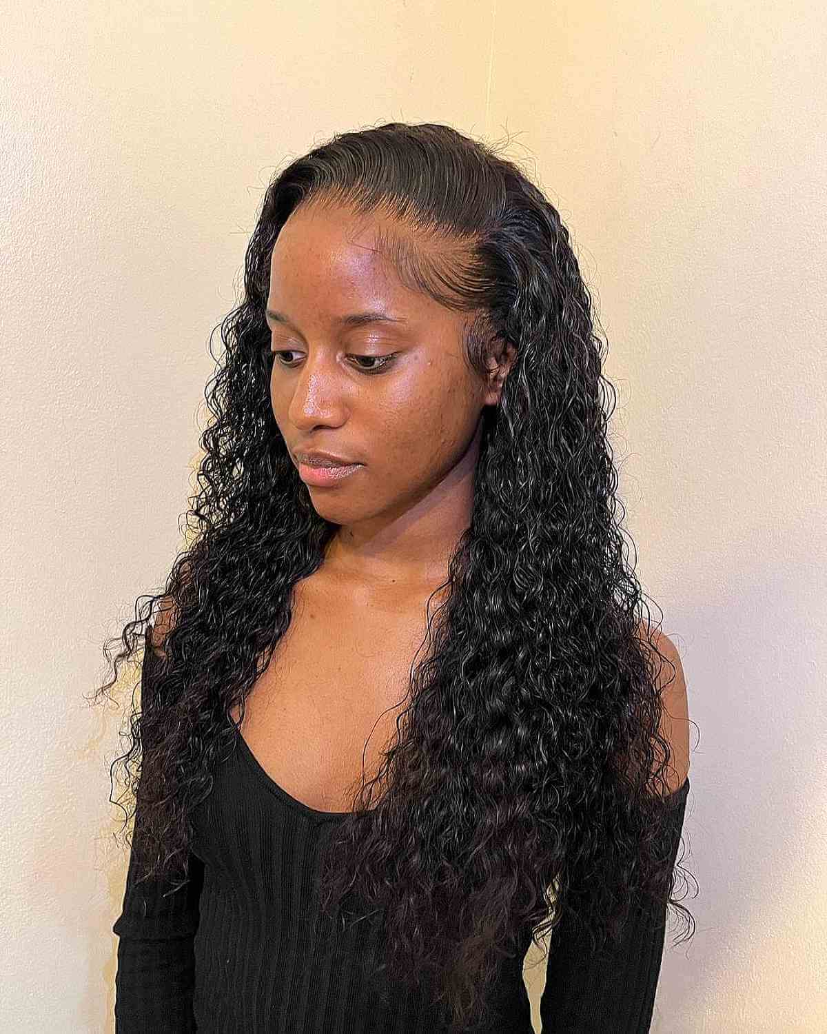 Long-Length Black Tight Curls